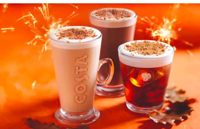 Costa is offering a selection of hot drinks from Bonfire Spiced Latte to Bonfire Spiced Hot Chocolate