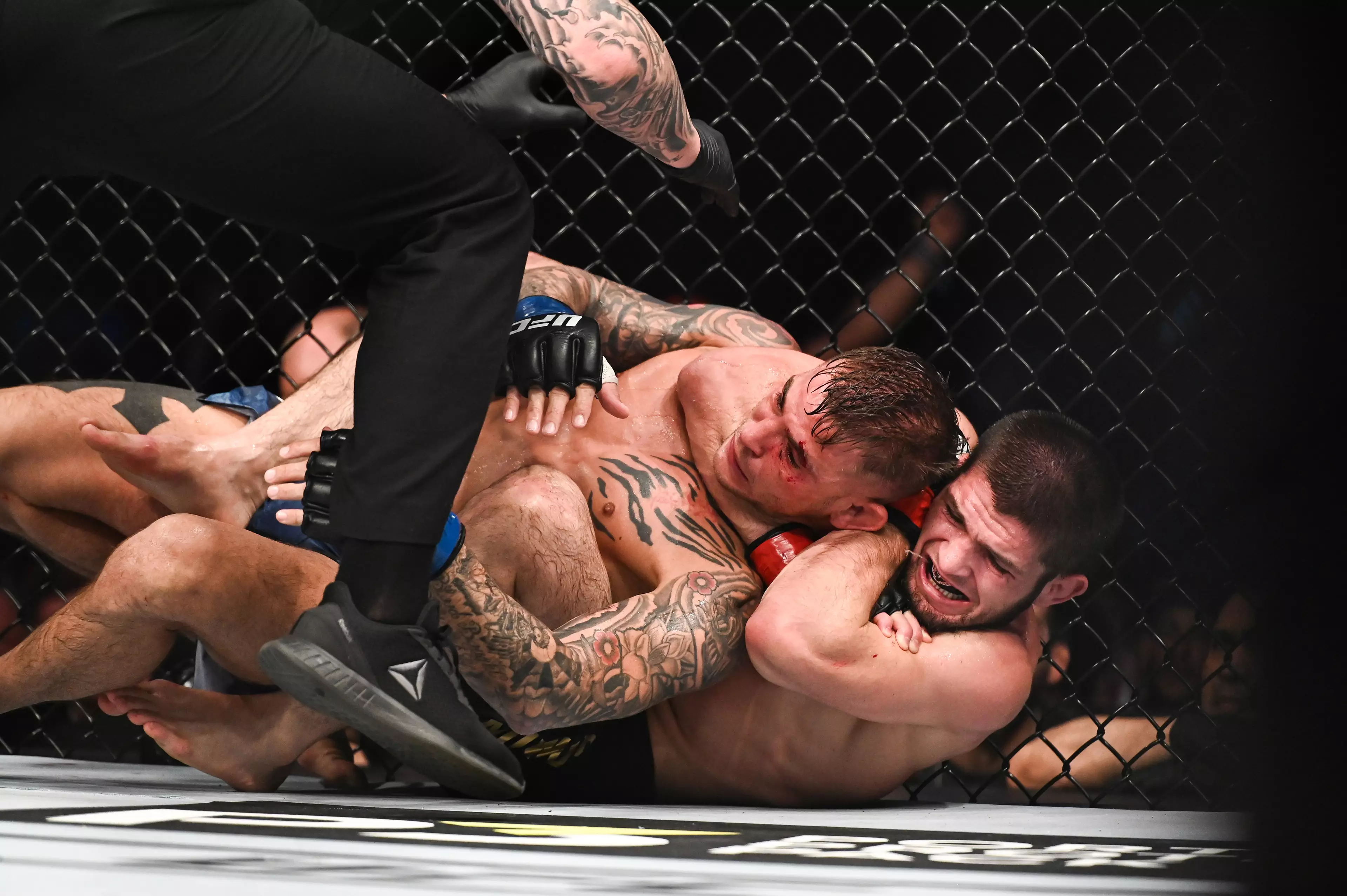 Poirier being tapped out by Khabib. Image: PA Images