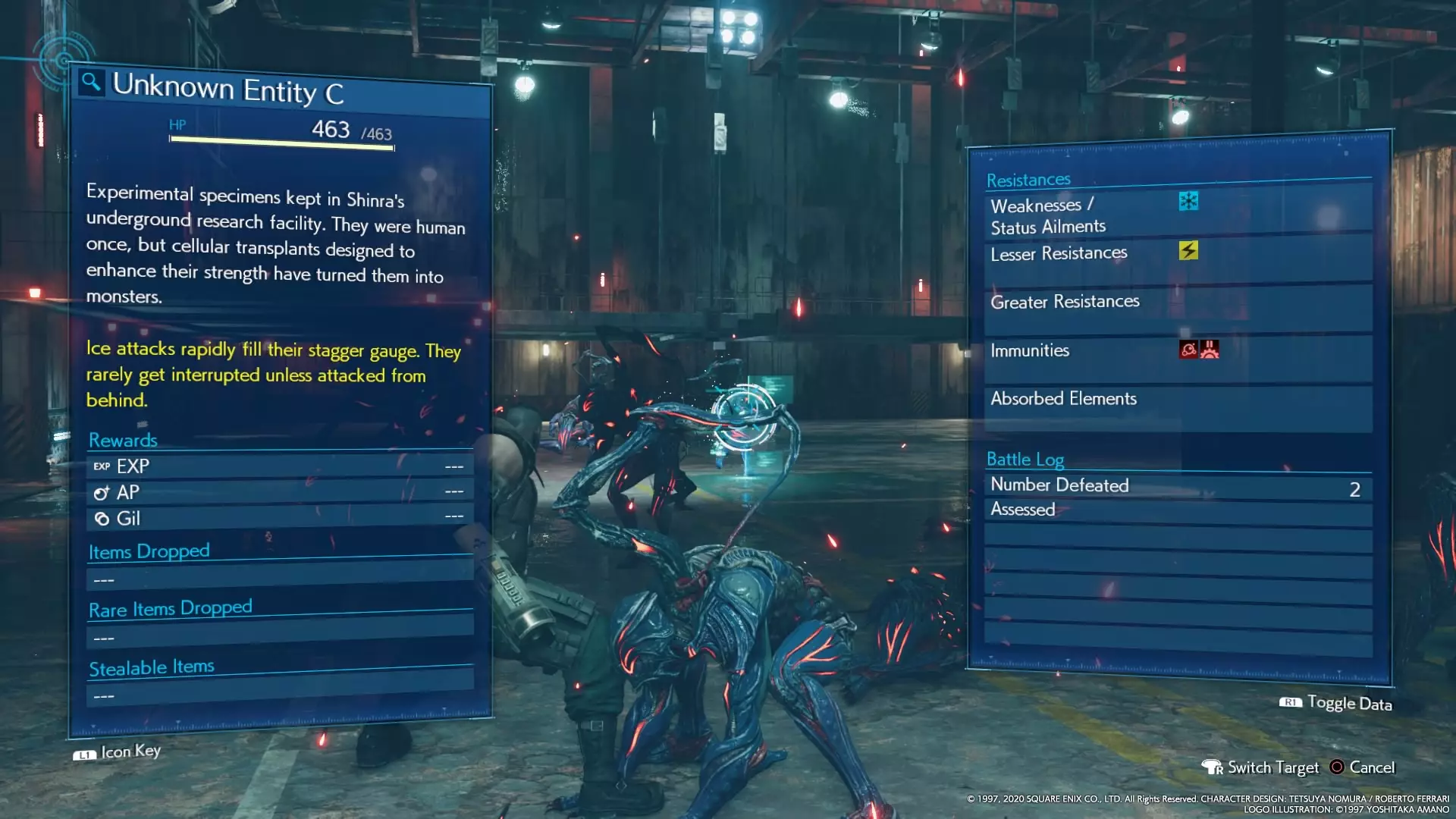 Assessing an enemy in Final Fantasy VII Remake /