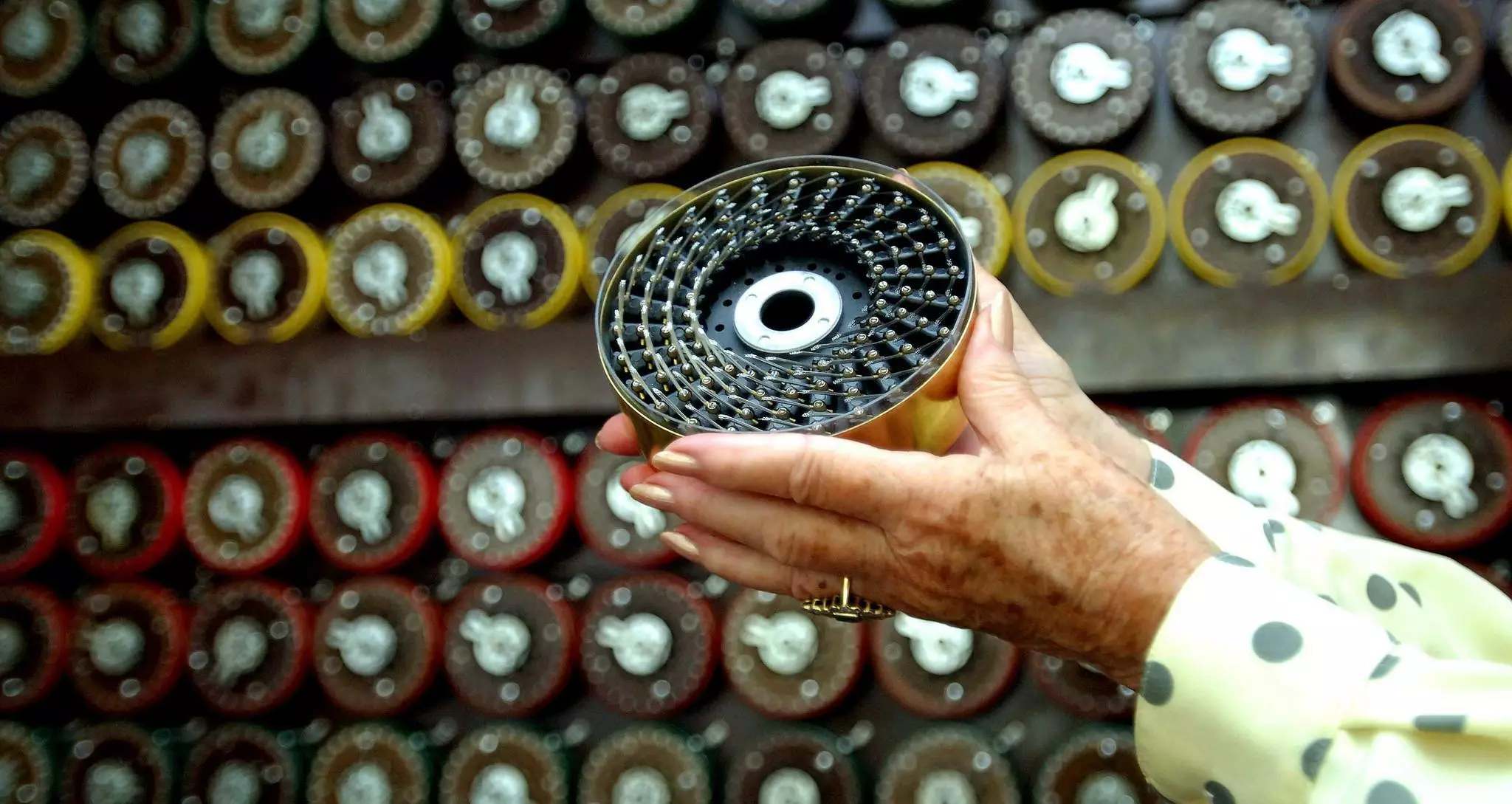 Former bombe operator Jean Valentine, 82 is reunited with a restored and fully functioning Turing Bombe.