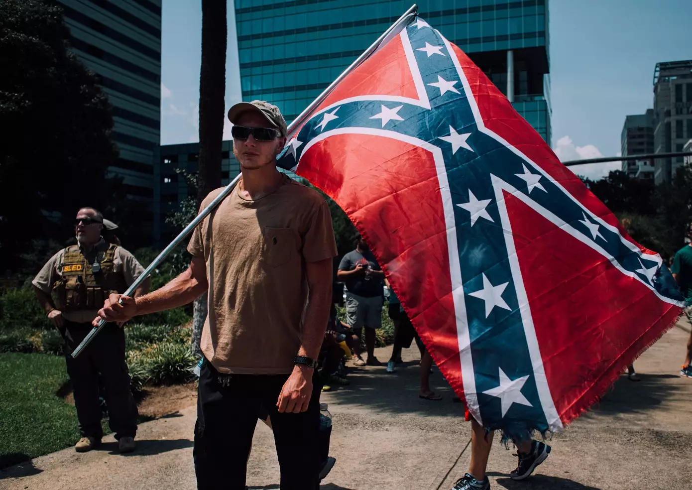 Protests erupted in 2015 when the Confederate flag was ordered off the state house of Columbia, South Carolina.