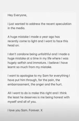 Zara posted an apology on her Stories (