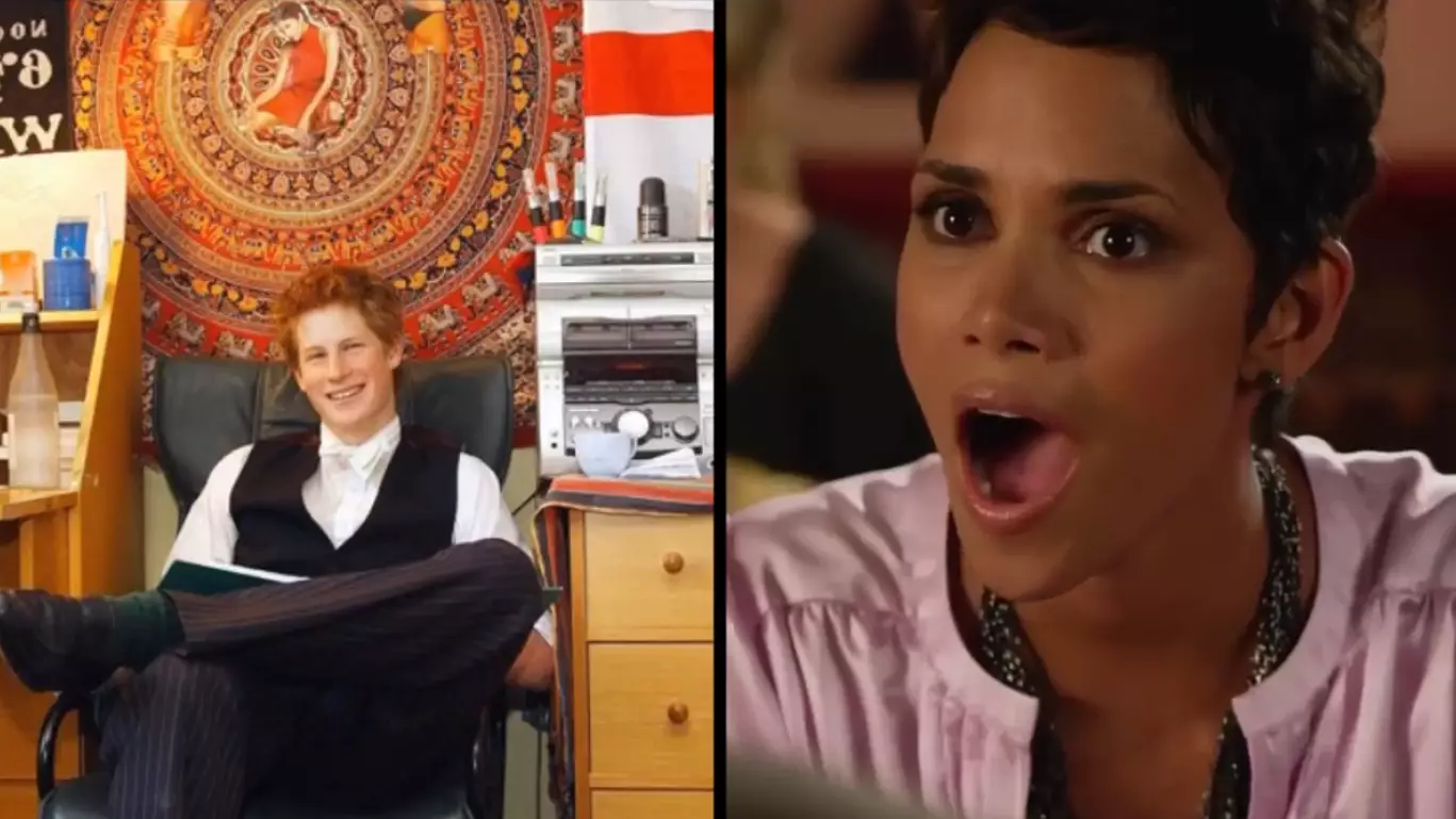 Halle Berry Spots Herself On The Wall Of Prince Harry's High School Dorm Room