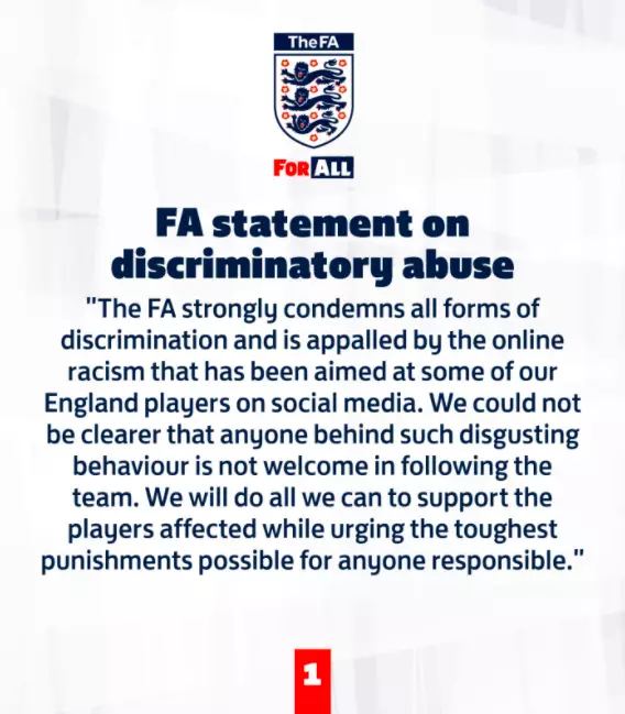 The FA condemned the attacks (