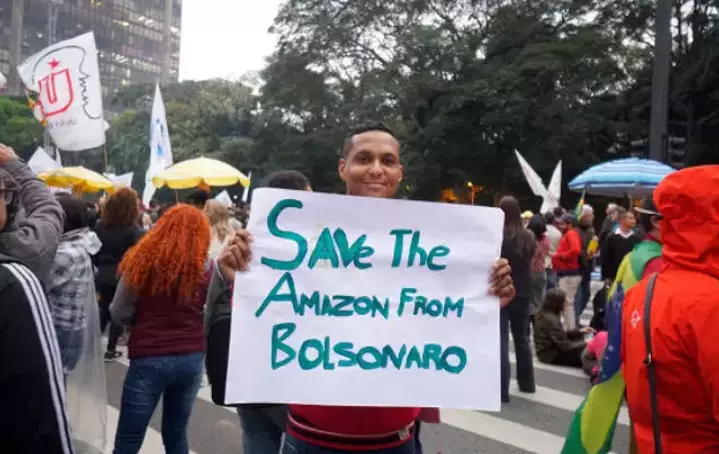 An environmental protester in Brazil.