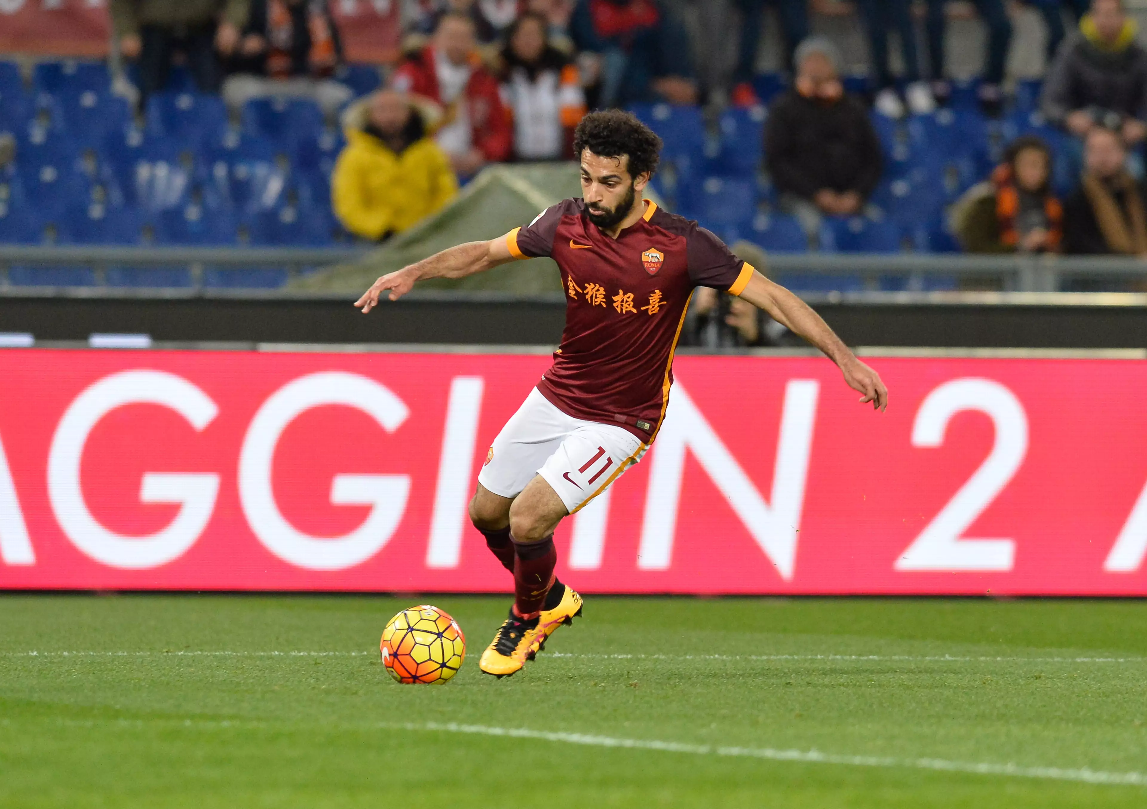 Salah in action for AS Roma. Image: PA