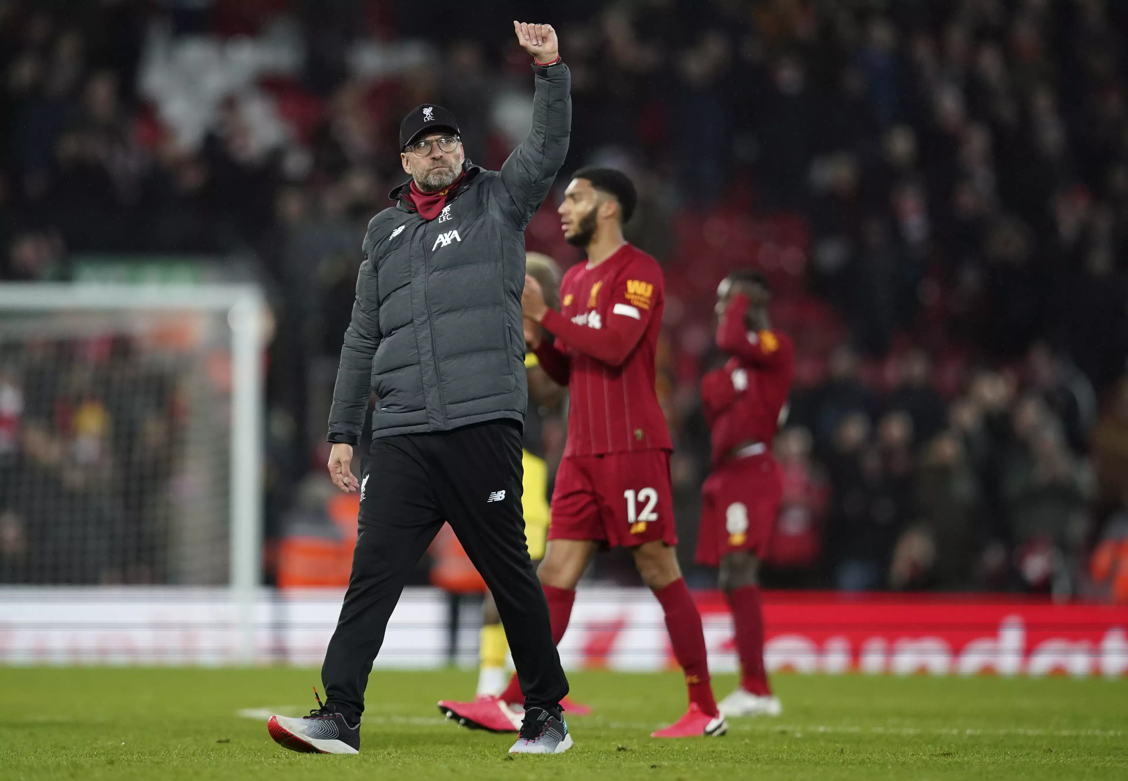 Jurgen Klopp salutes the fans at Anfield. Image: PA Images