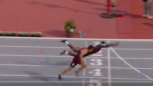 400 Metre Hurdle Finish Goes Viral After Athlete Goes ‘Full Superman’