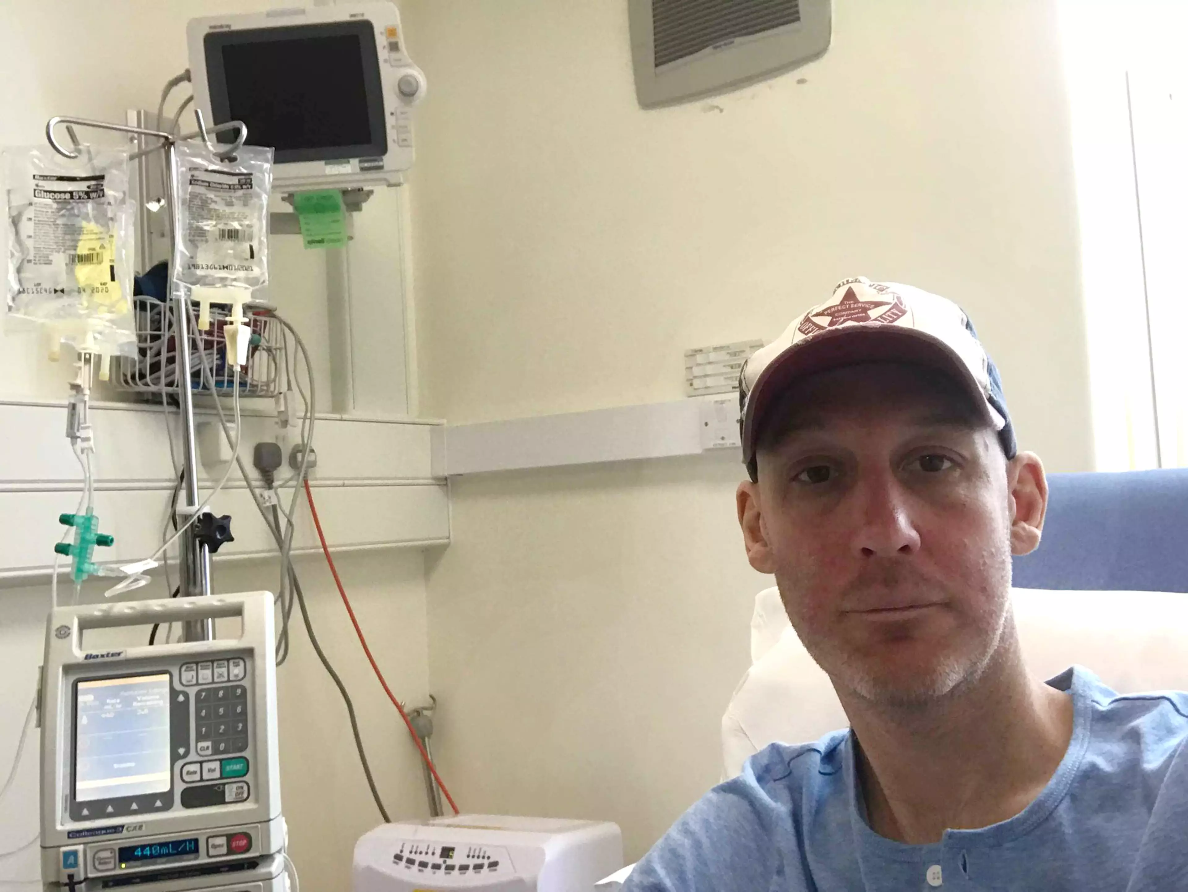 Scott in hospital following the terminal diagnosis.