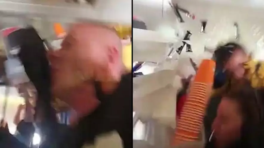 Violent Turbulence Sends Air Hostess Crashing Into The Ceiling 