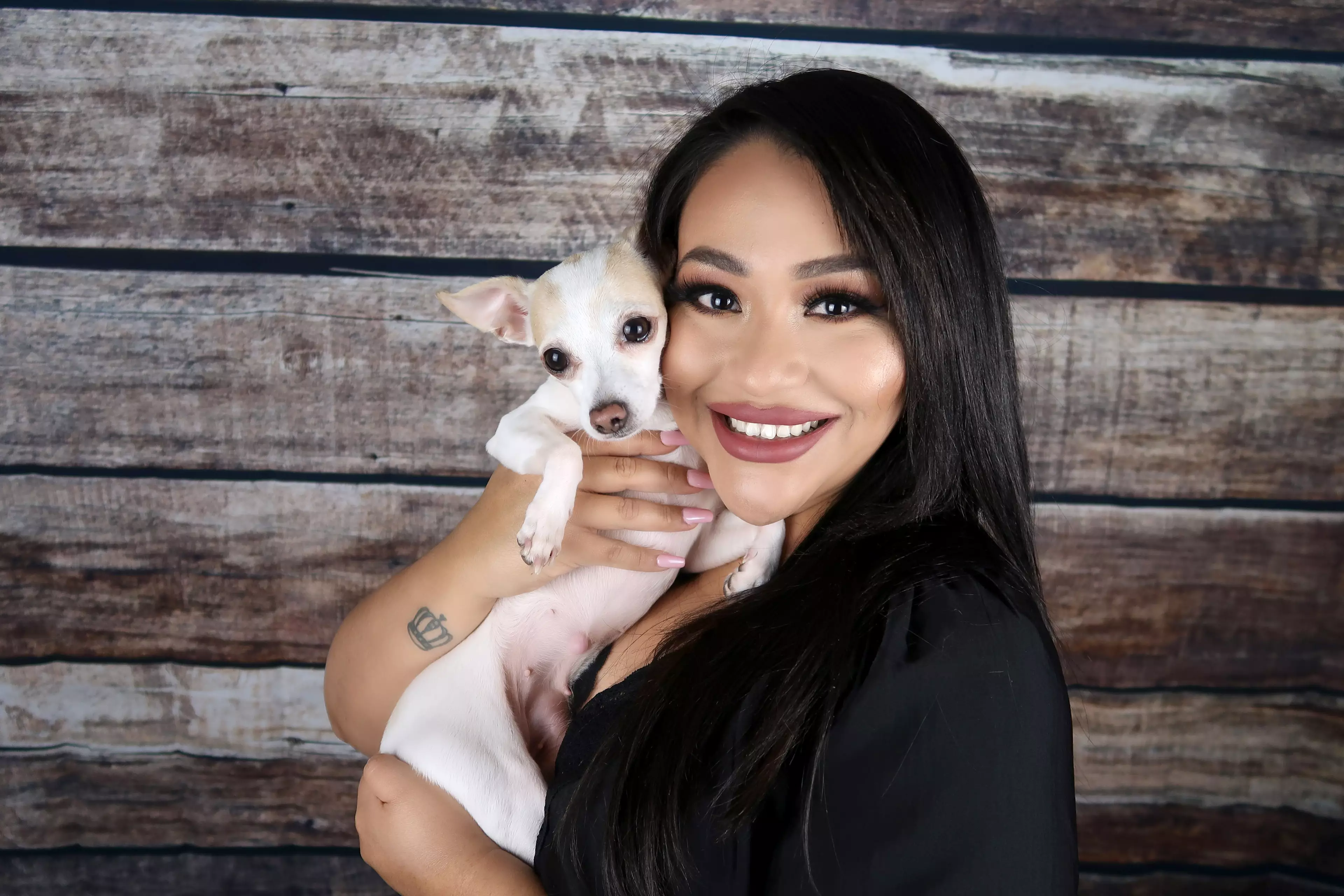 Maritza Rubalcava with her dog Coco.