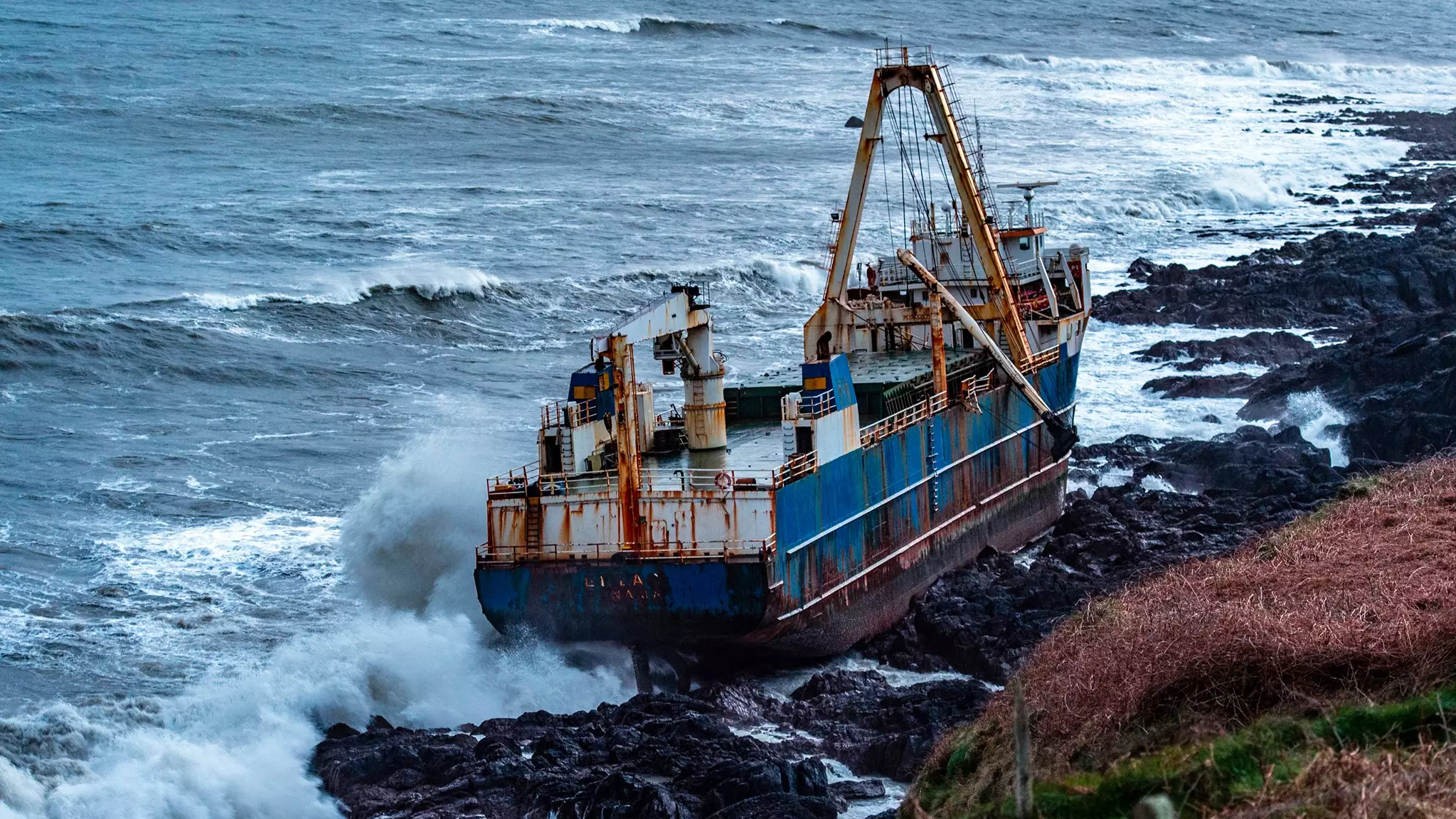 Ship Abandoned Since 2018 Washes Up On Coast Of Ireland During Storm Dennis