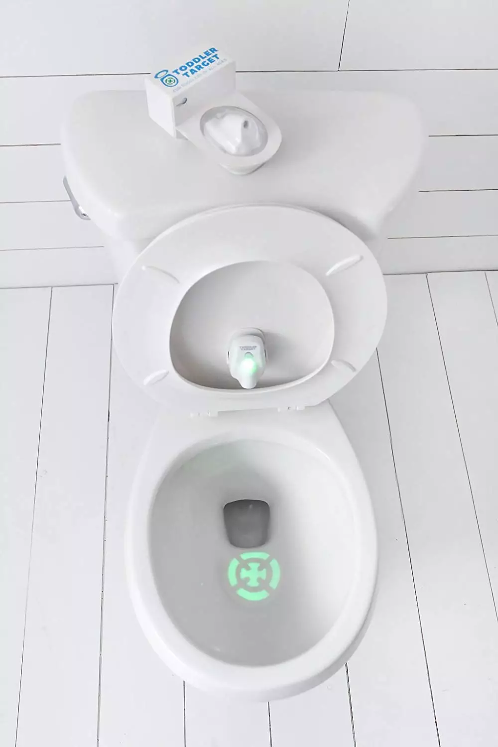 The clever gadget clips on to your toilet seat.