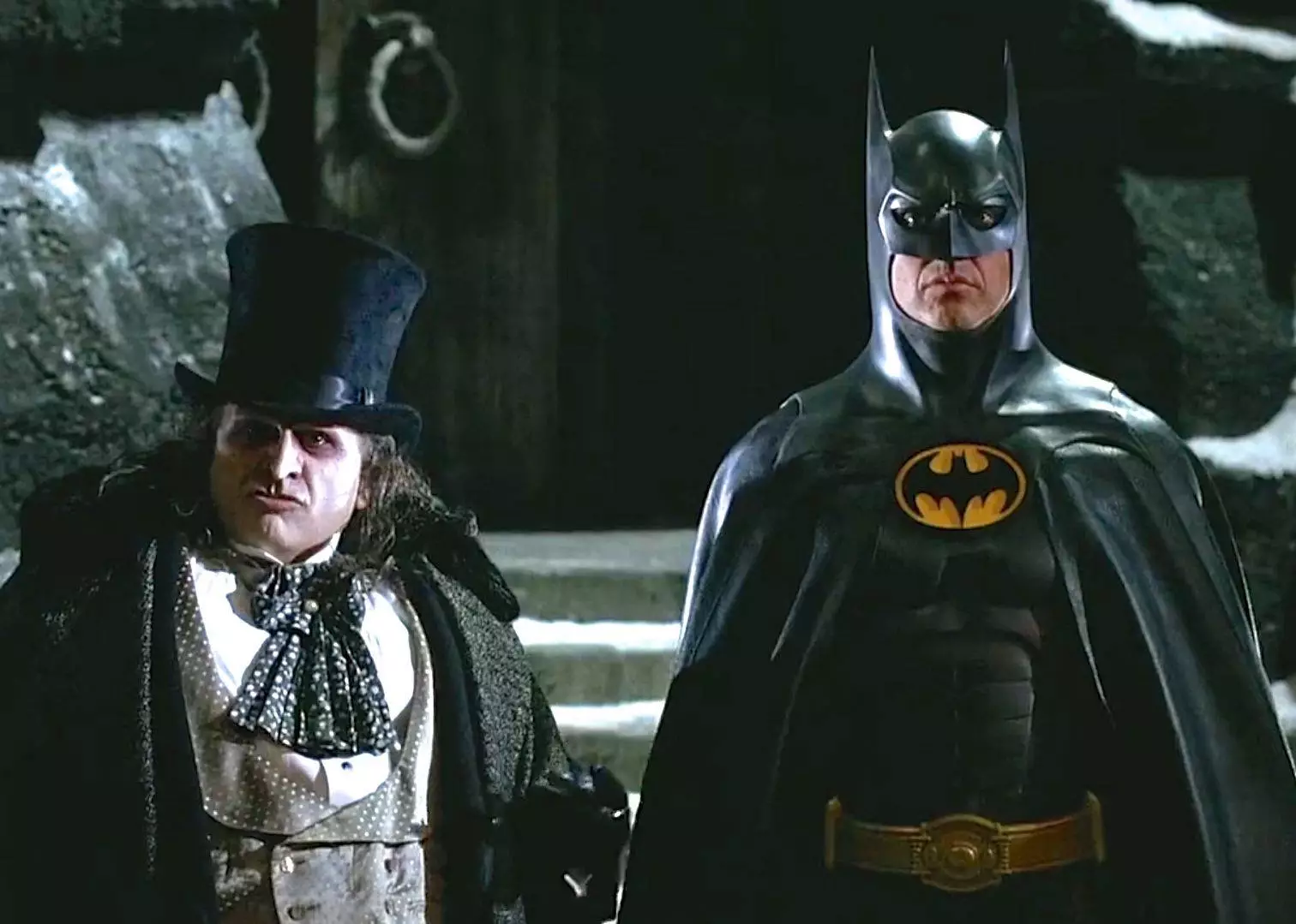 The Penguin and the Caped Crusader in 1992's Batman Returns.
