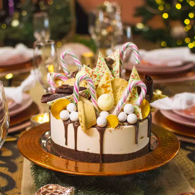 The 'Winter Wonderland Overload' is topped with full size mince pies, candy canes and heaps of chocolate (