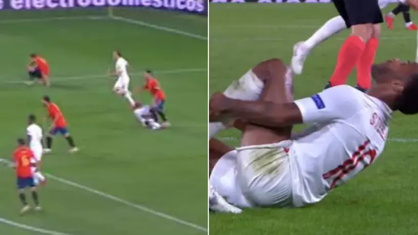 Sergio Ramos Appears To Stamp On Raheem Sterling When The Referee Isn't Looking 