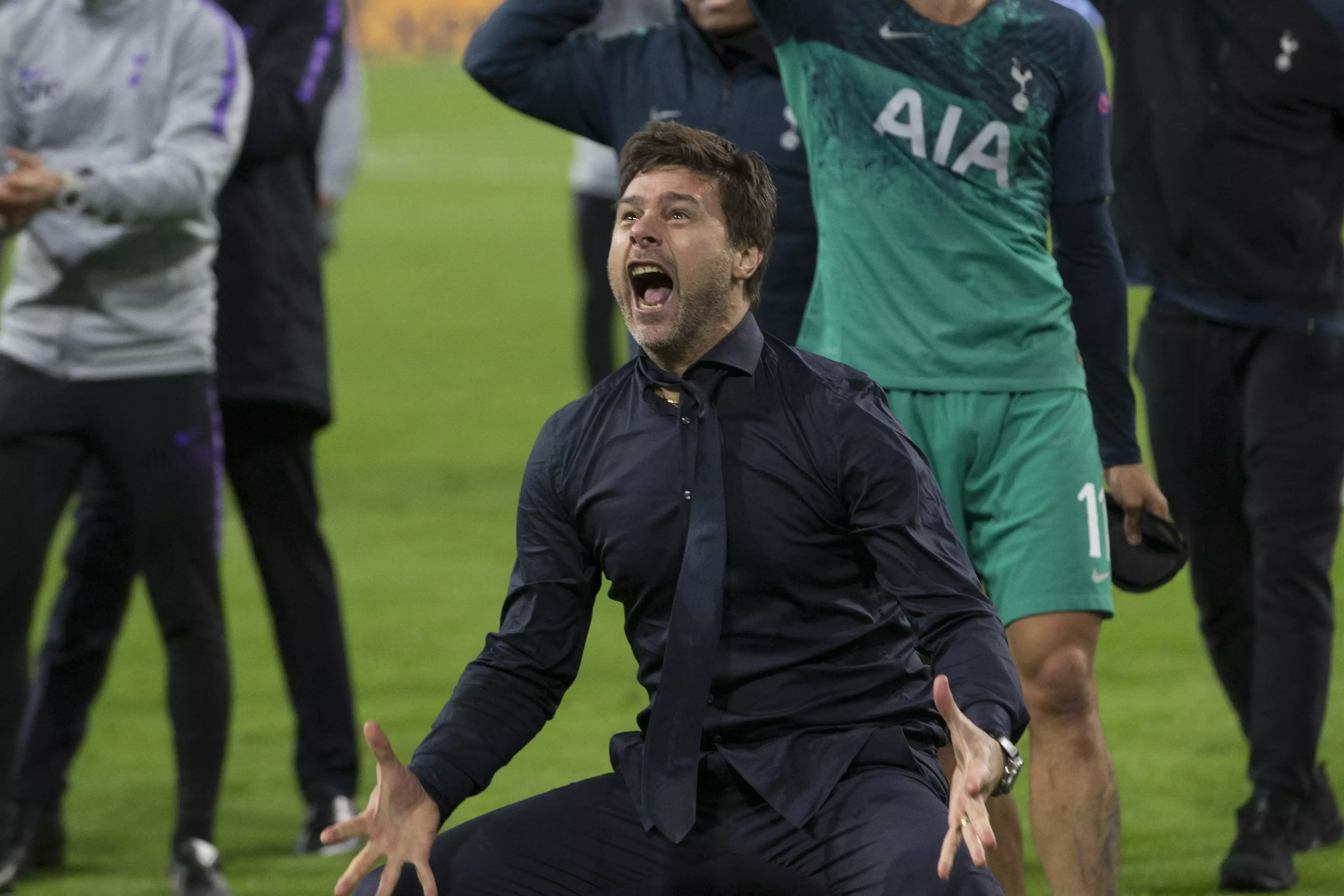 Pochettino passionately celebrates with the fans after guiding the team to the Champions League final. Image: PA Images