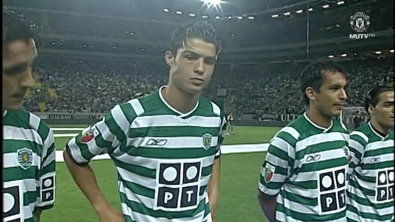 Ronaldo playing for Sporting in a friendly against United just before his move. Image: MUTV