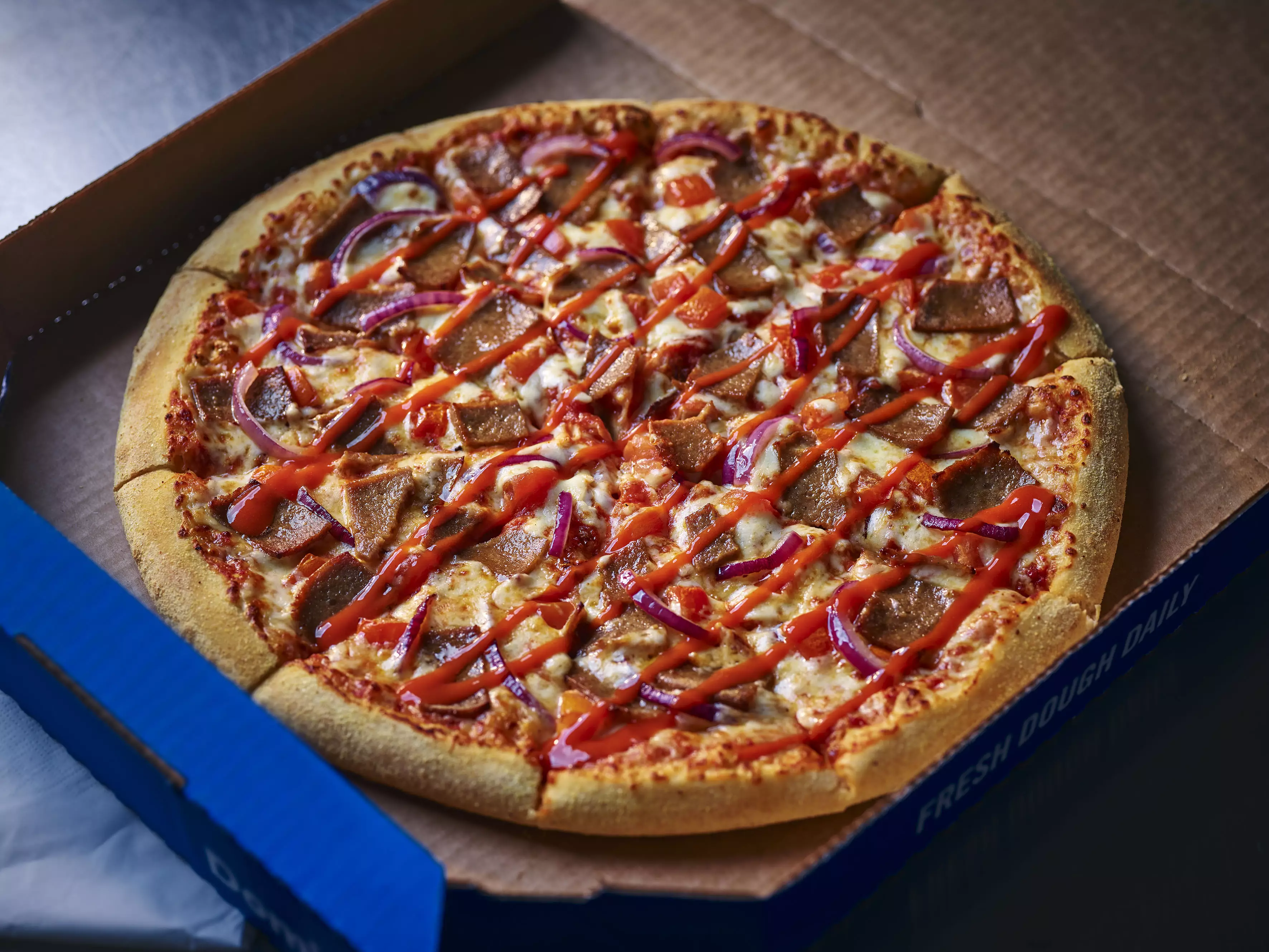 The new pizza features kebab meat (
