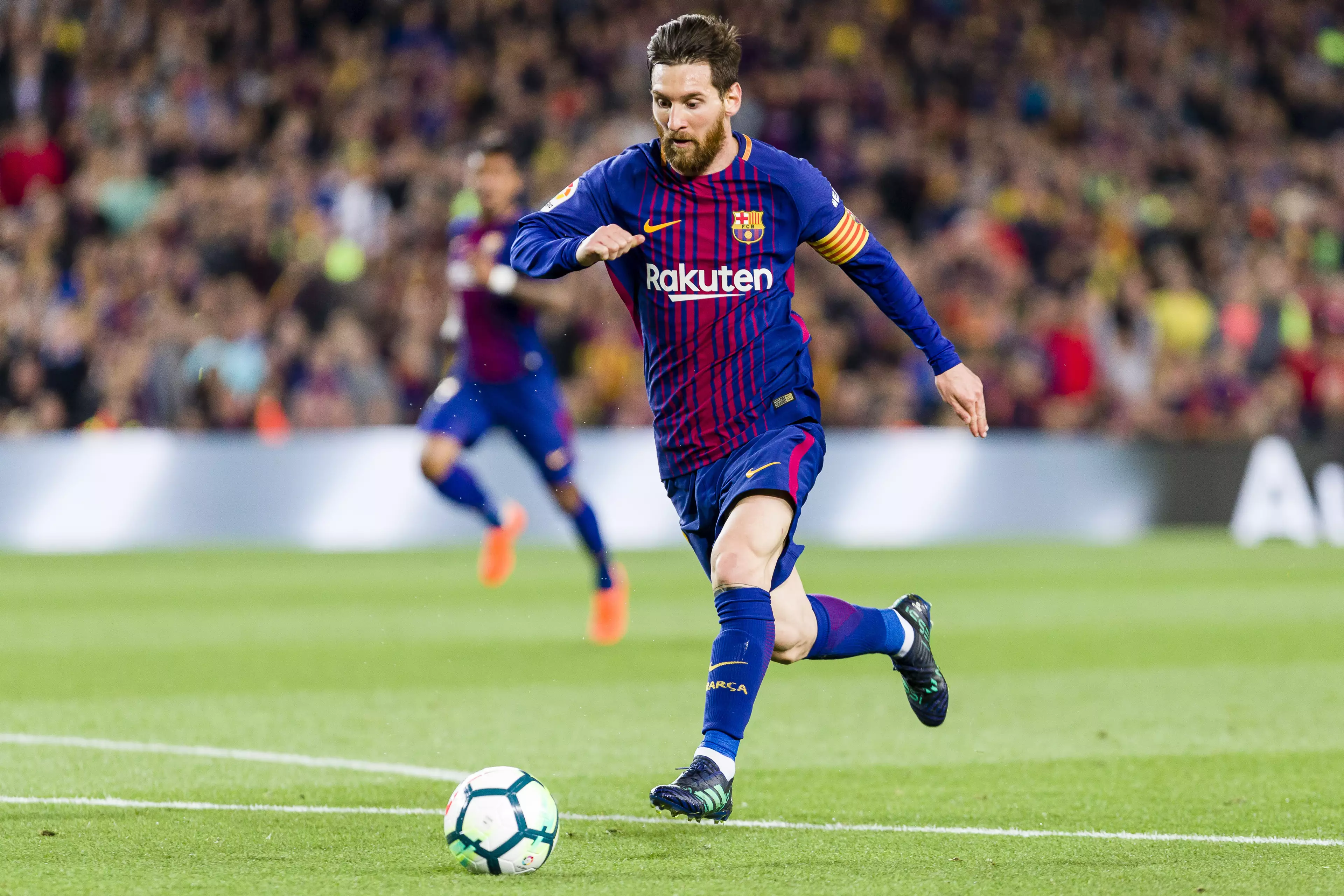Messi in action for Barcelona. Image: PA