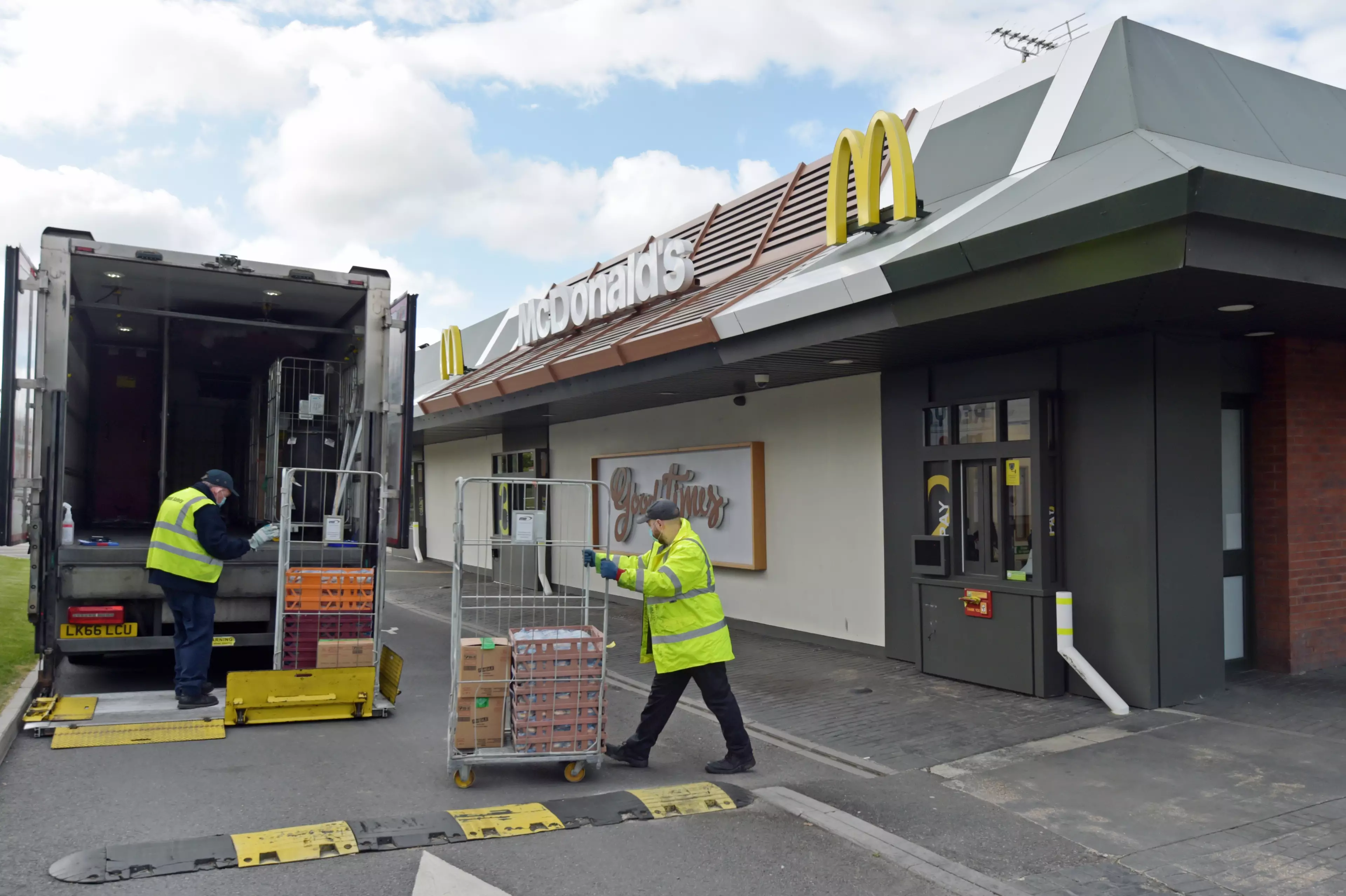 Delivery drivers unloading goods at Boreham, Chelmsford, one of the branches reopening (