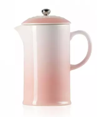 Le Creuset's new cafetière in on-trend Shell Pink (