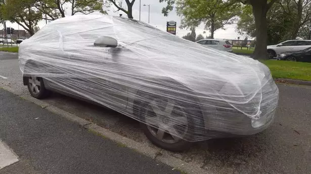 Man Wraps Car In Clingfilm As Payback For Stranger Parking Outside His House