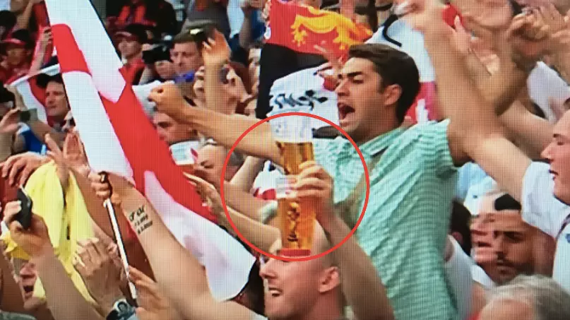 England Fan Holding Two Pints In One Hand And A Flag In The Other Goes Viral