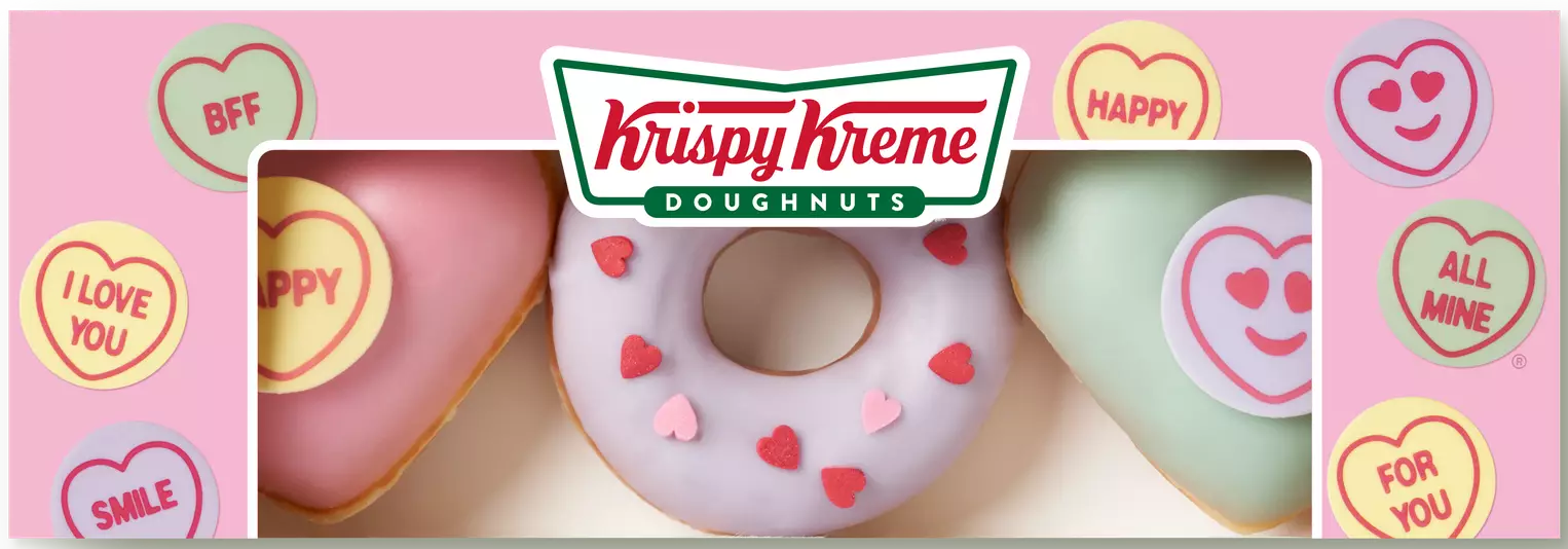Krispy Kreme has also launched it special Say It With Your Heart three-pack (