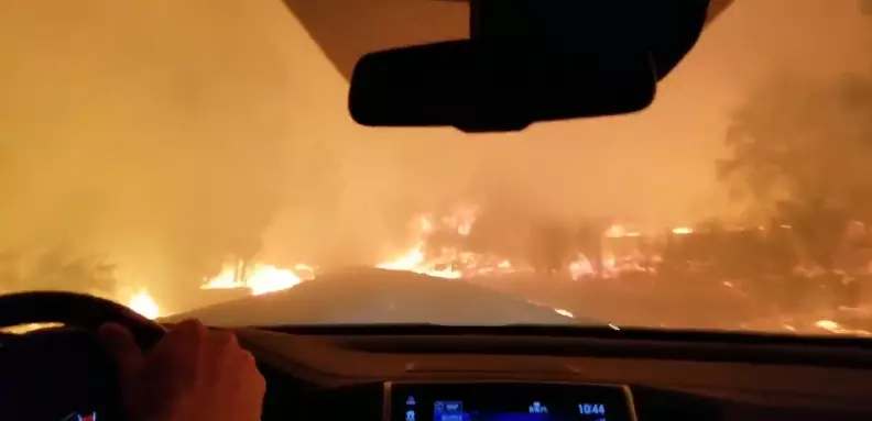 Terrifying Video Shows People Fleeing Raging California Wildfires.