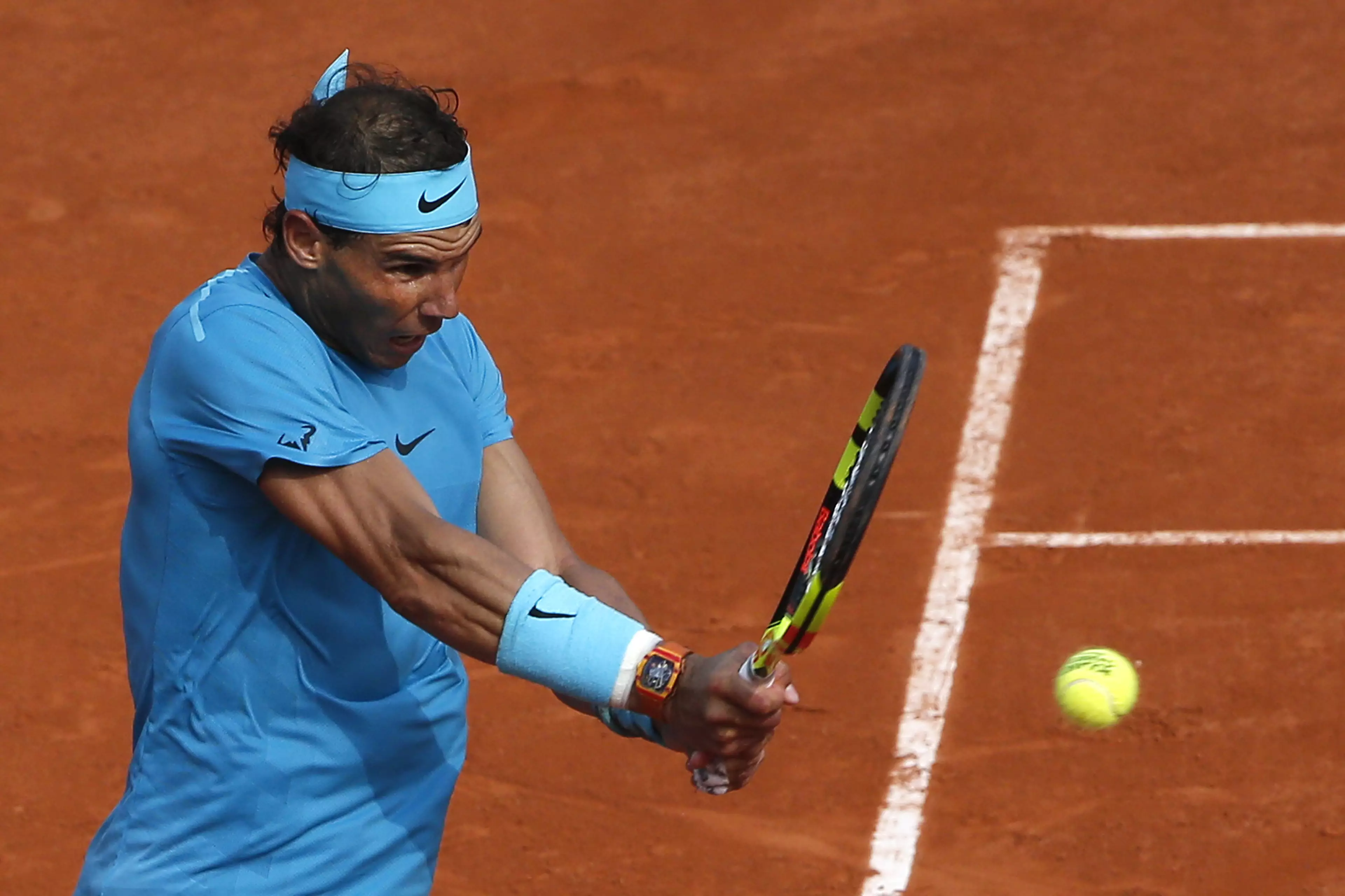 Nadal in action. Image: PA