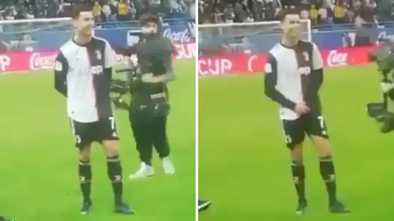 Cristiano Ronaldo Grabbed His Crotch When Lazio Fans Chanted "Messi, Messi" Towards Him