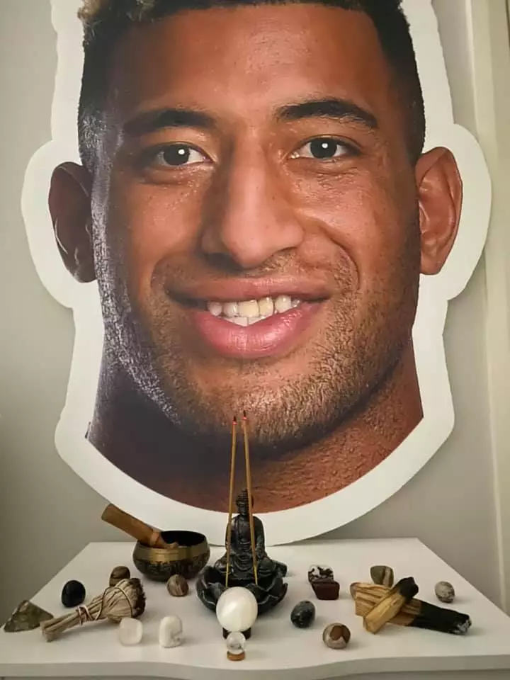 Tim, who is coach of the Villi Army, has a shrine to Penrith Panthers star Viliame Kikau.