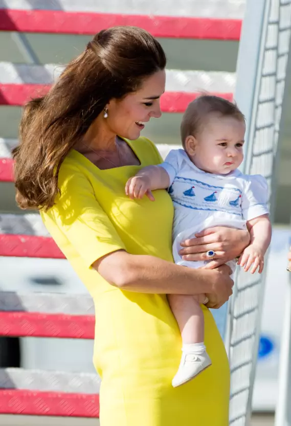 The Duchess of Cambridge and Prince George at Sydney Airport in 2014.