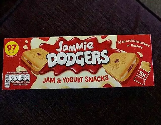 Jammie Dodgers with yoghurt.