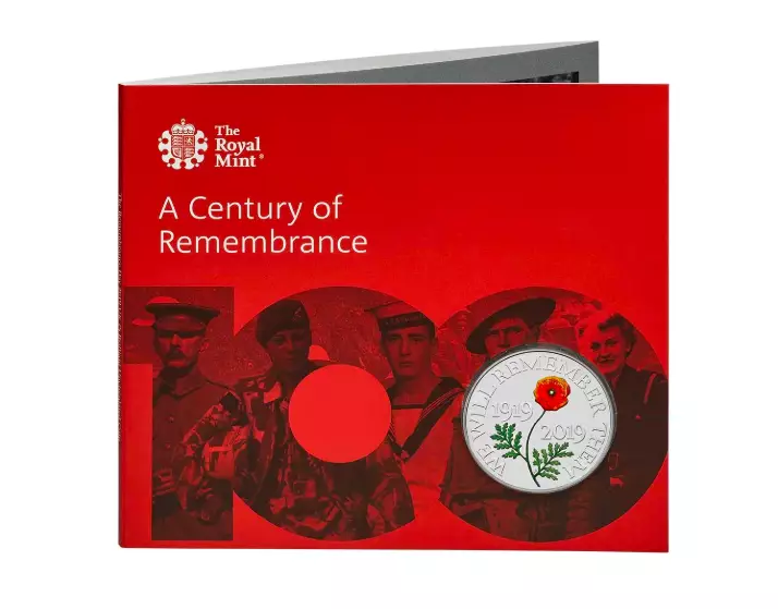 The Remembrance Day 2019 UK £5 Brilliant Uncirculated Coin.