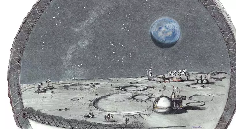 A drawing of the 'lunar colony'.