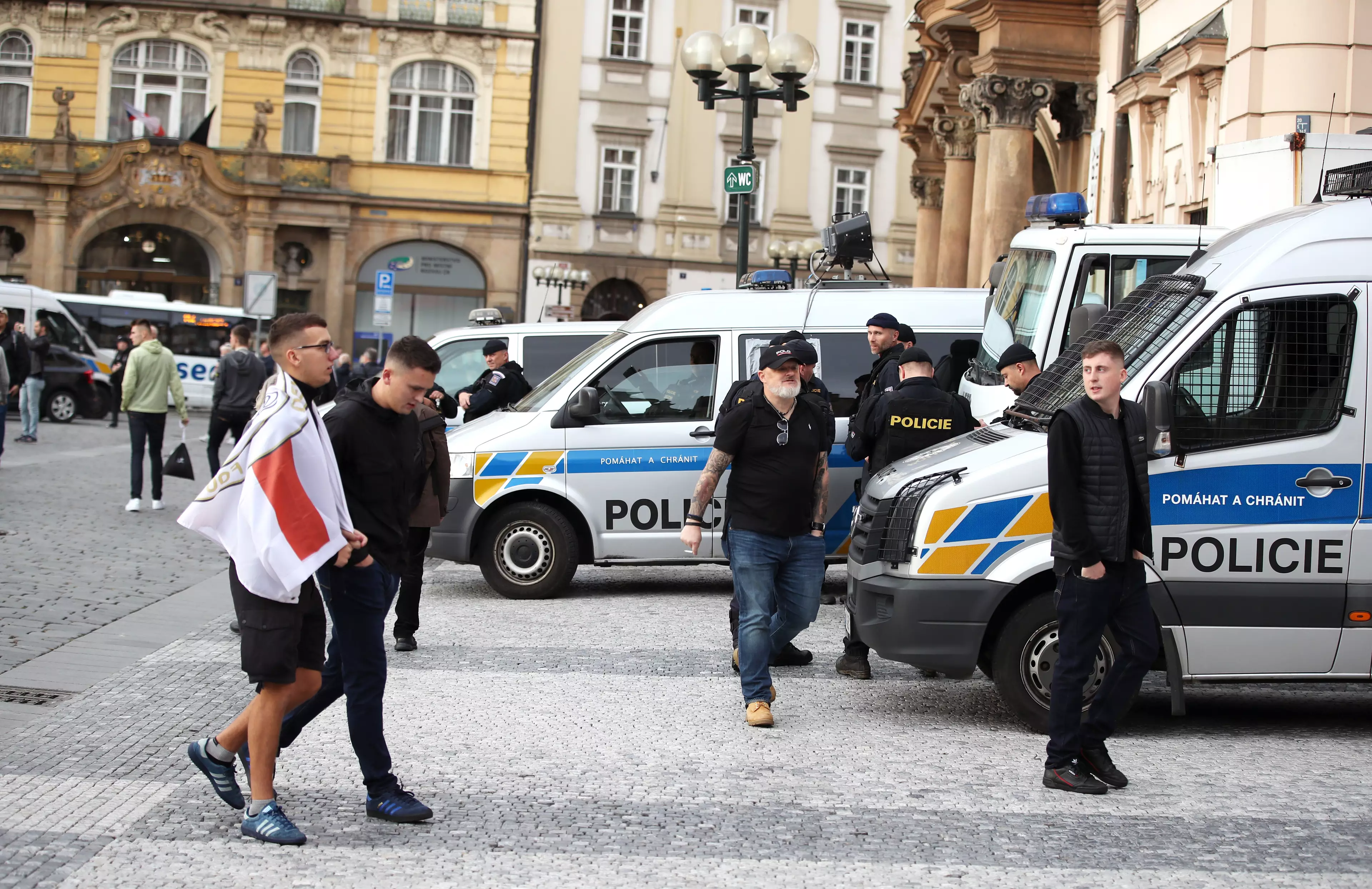 Police arrested 18 England fans in Prague.