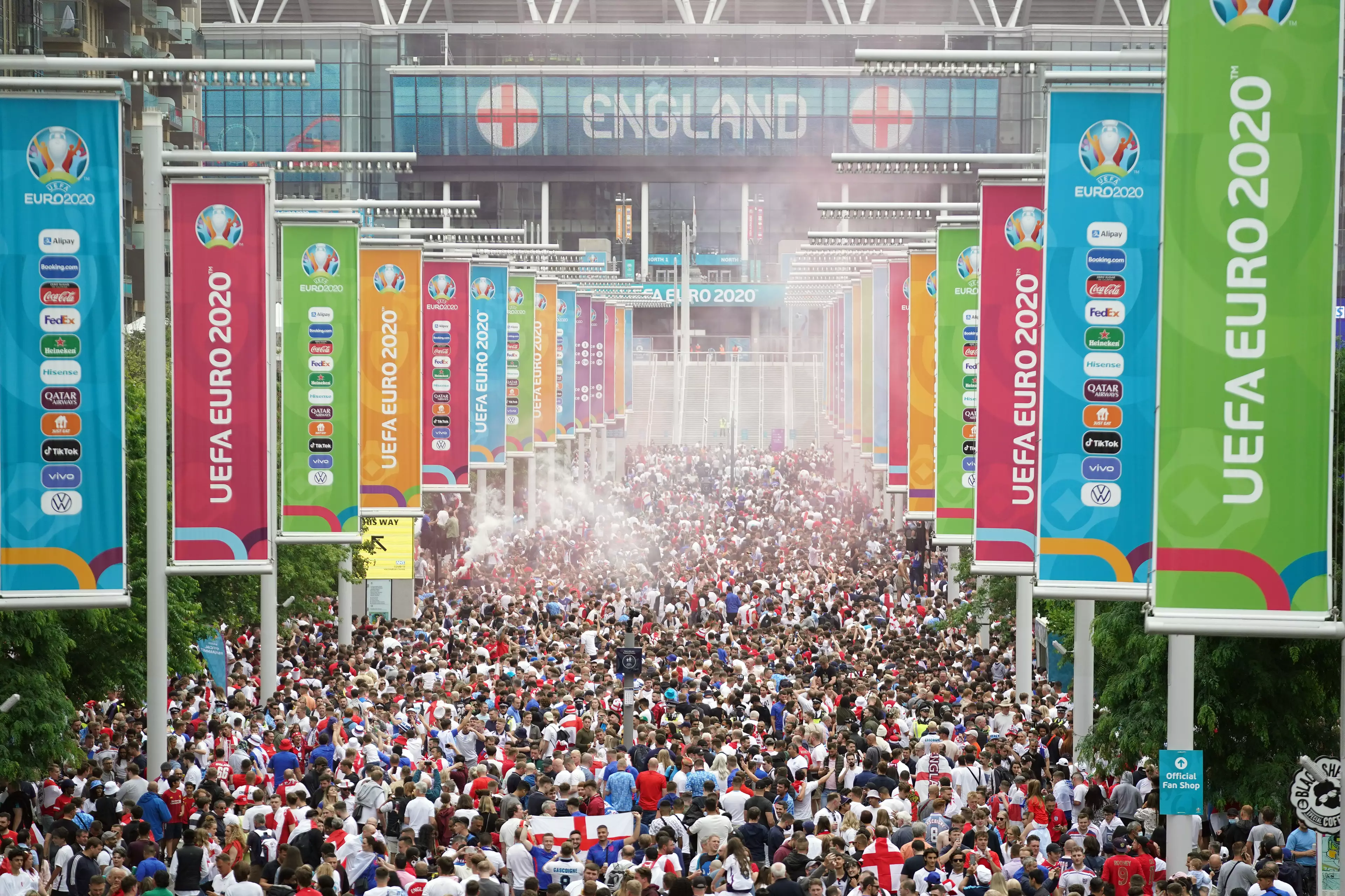 Wembley Way was packed ahead of kick off. Image: PA Images