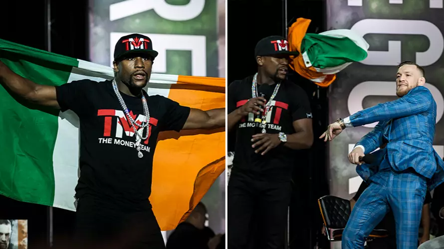 WATCH: Floyd Mayweather Drapes Himself In The Irish Flag, Conor Goes F*cking Berserk
