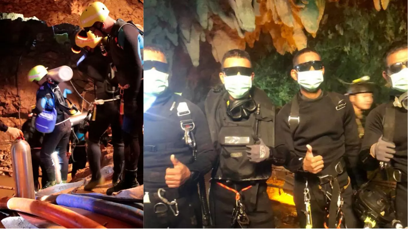 Photo Shows The Four Bad**s Navy Seals After Emerging From Cave