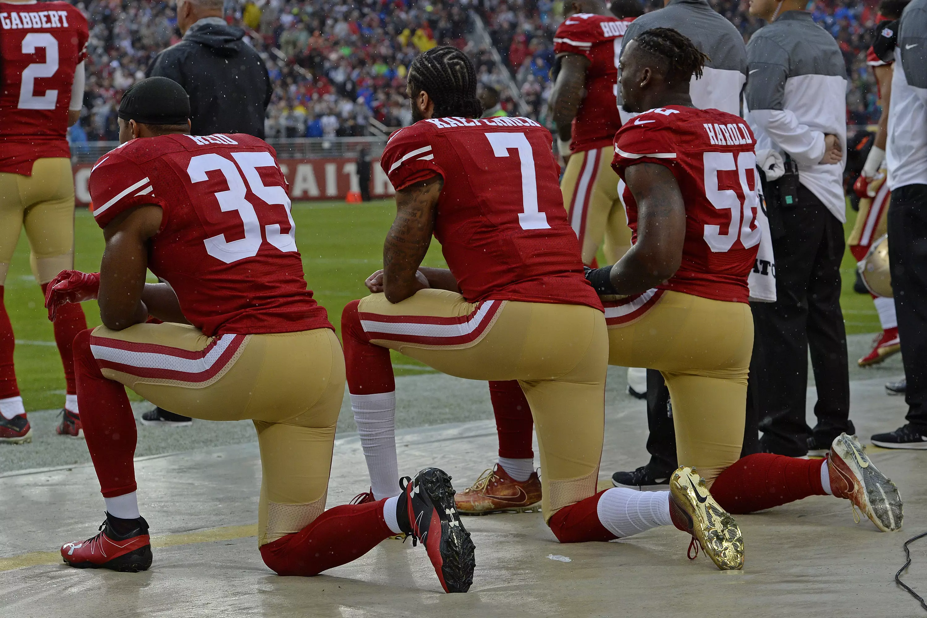 Colin Kaepernick first took a knee in the NFL in a stand against police brutality and racial injustices.