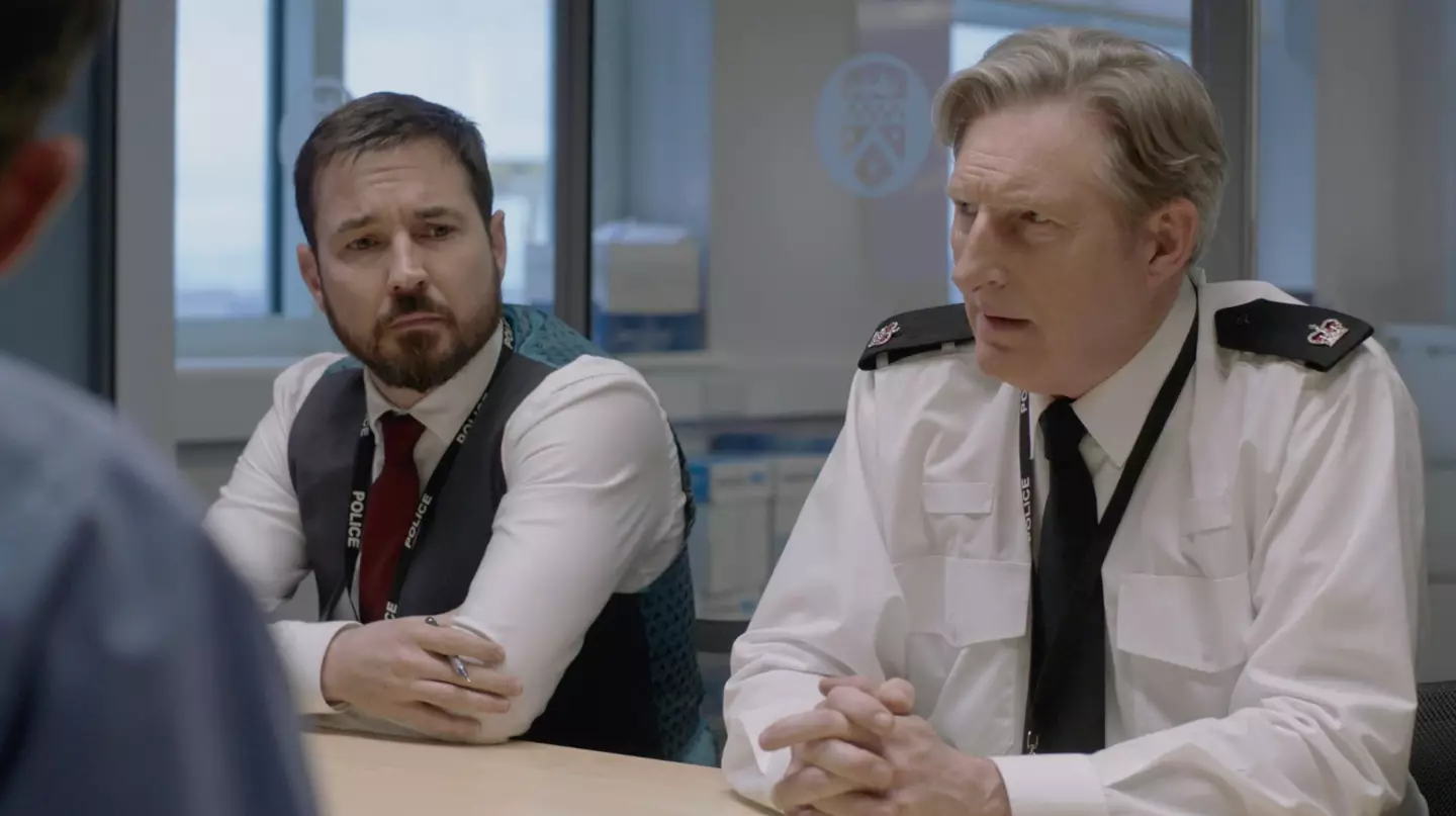 Ted Hastings and Steve Arnott don't look impressed with the lawyer (