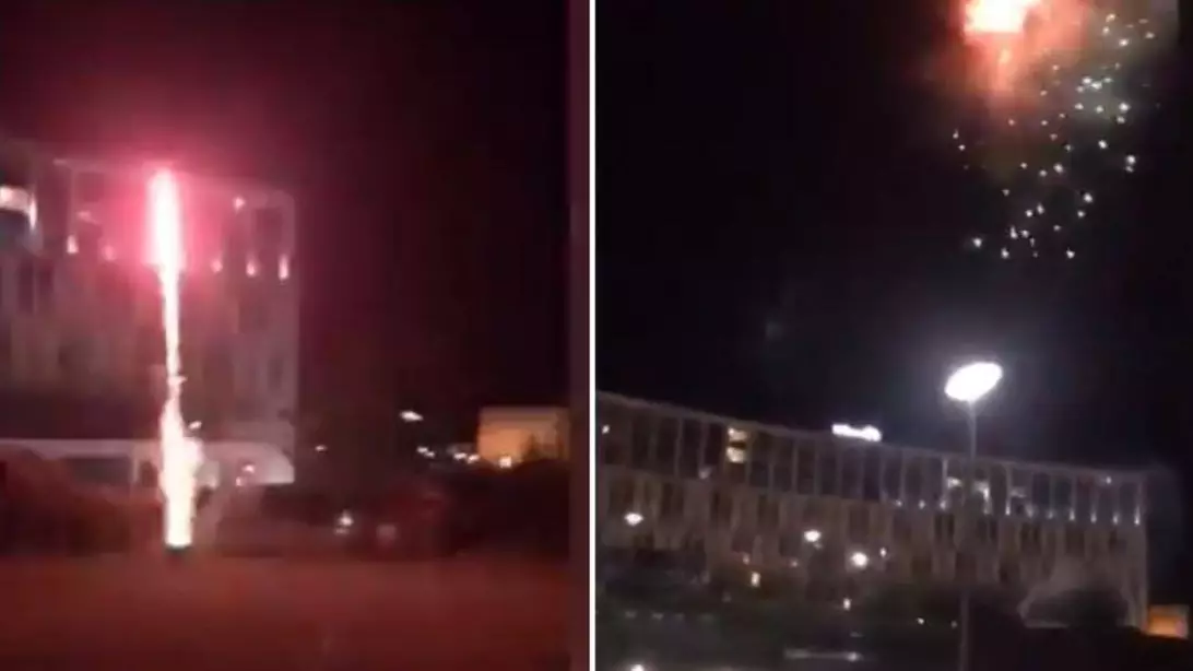 Liverpool Fans Set Off Fireworks Outside Barcelona's Hotel Overnight
