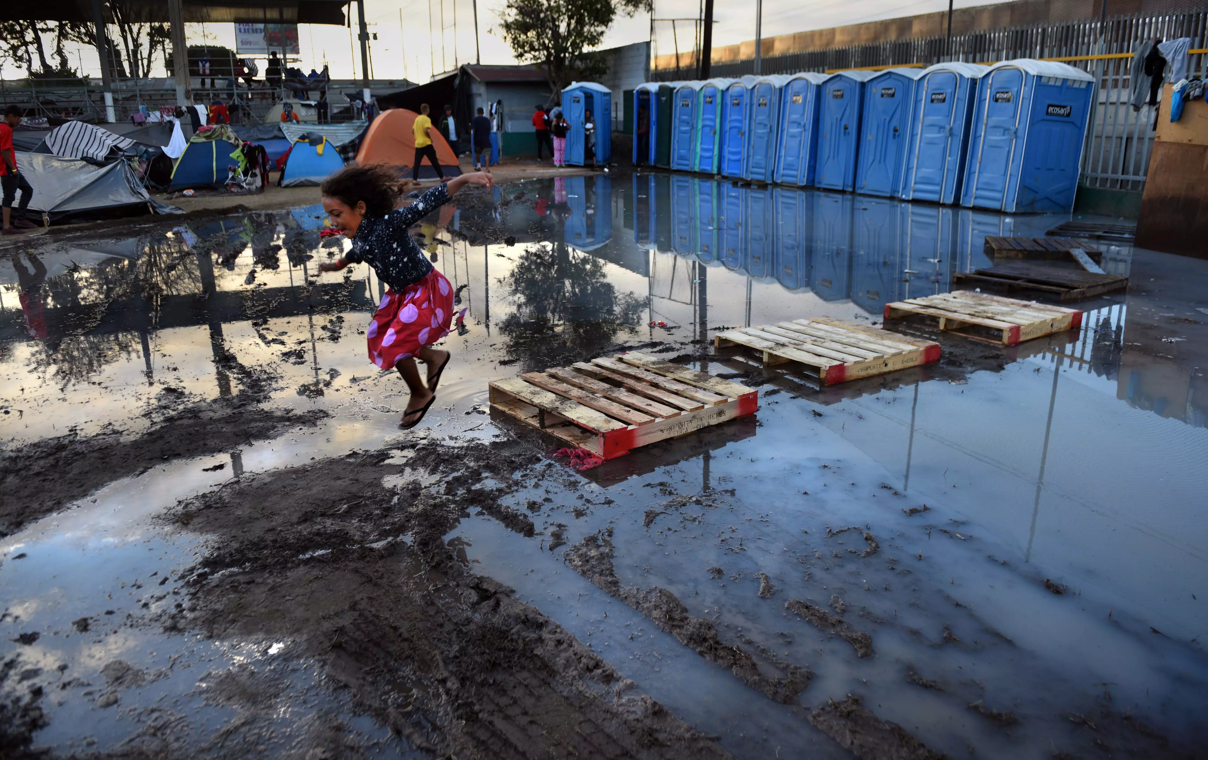 A child at a migrant camp at the Mexico/US border.