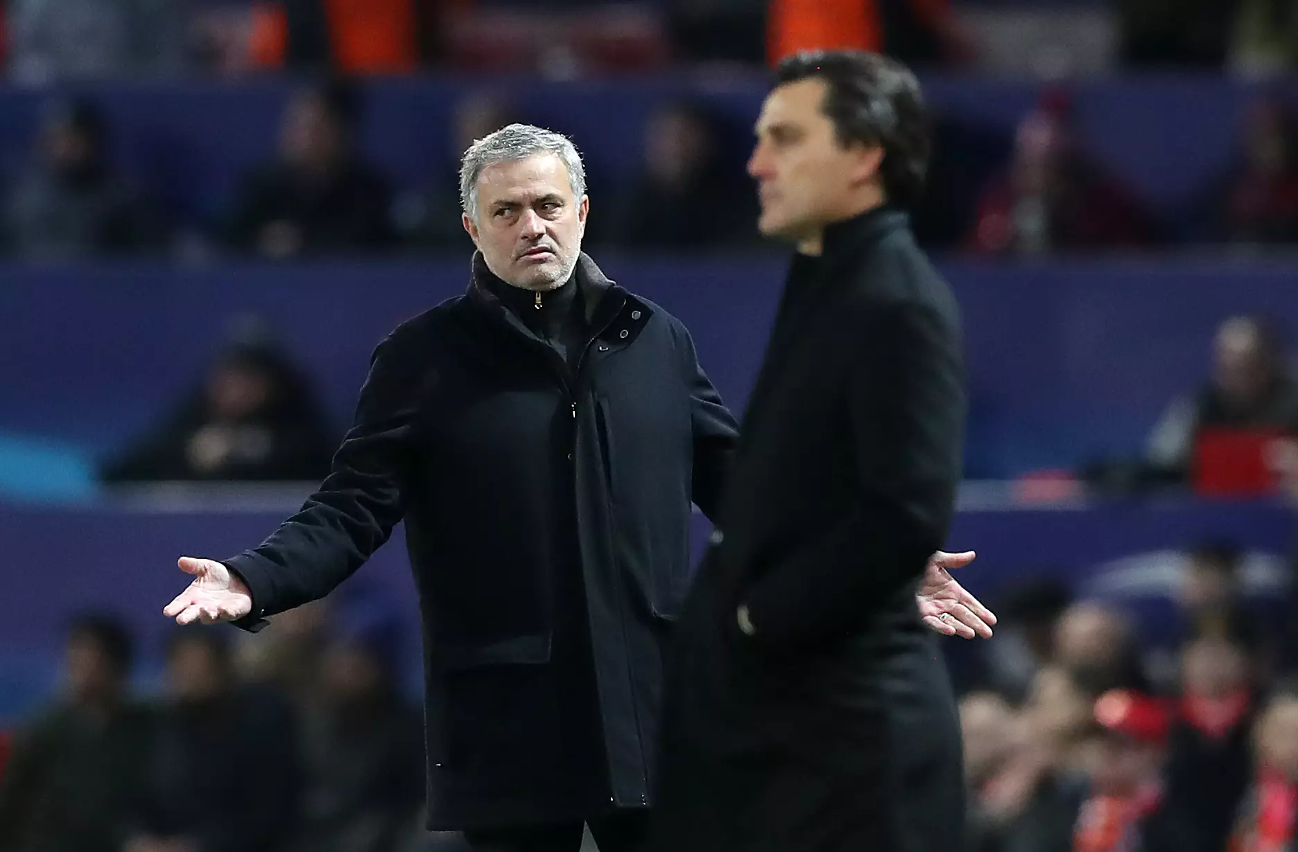 Mourinho gestures on the touchline. Image: PA