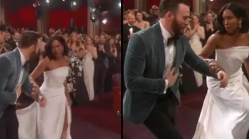 Chris Evans Is The Ultimate LAD For Helping Regina King Up The Stairs To Accept Oscar Award