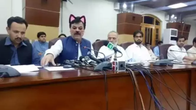 Pakistani Political Party Live Streams News Conference With Cat Filter On 