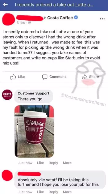 The Amazing Troll-Man did not hold back while posing as Costa