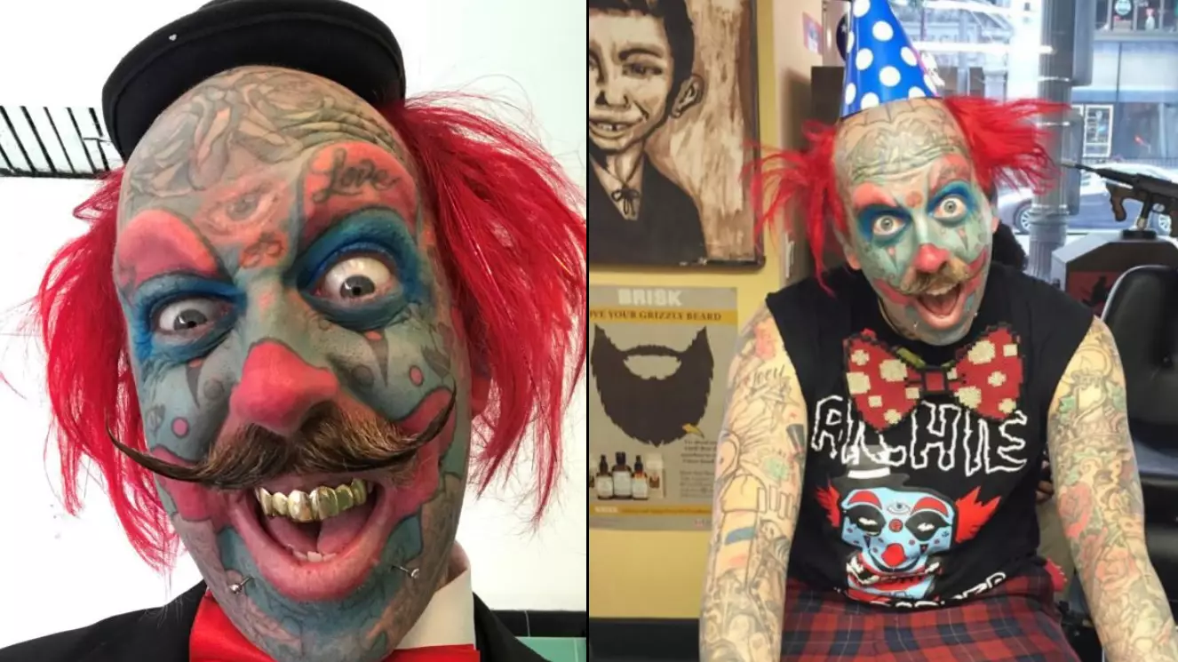 Barber Turns Himself Into A Clown With Face Tattoos 